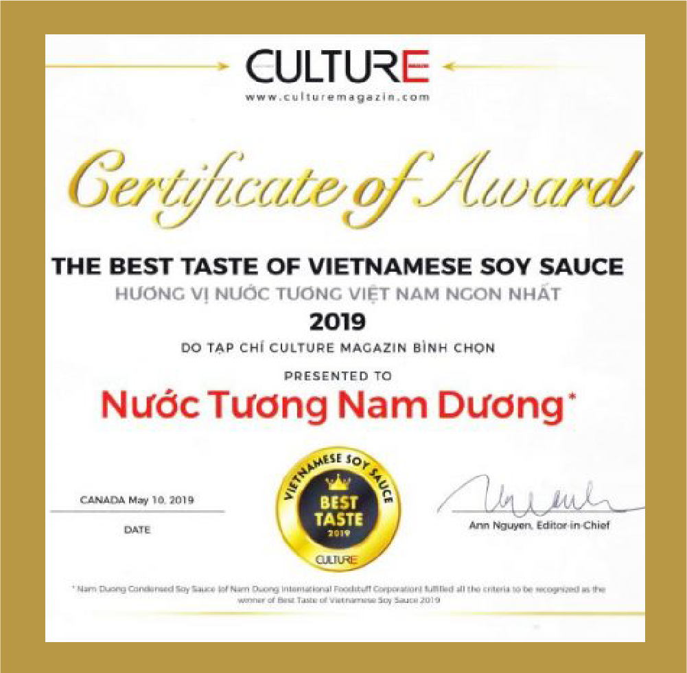 Nam Duong is titled “The Best Taste of Vietnam.ese Soy Sauce”